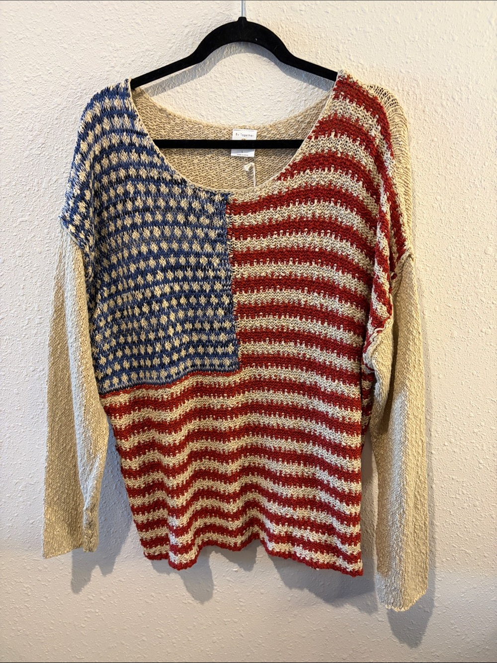 By Together Americana Stripe Scoop-Neck Sweater in Red, Blue & Cream